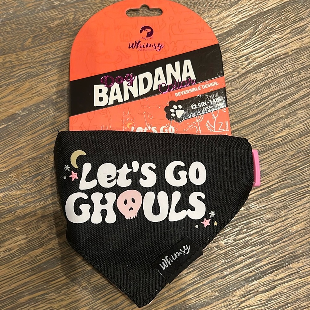 NWT Doghaus Dog Collar Bandana - Small - “Lets Go Ghouls”